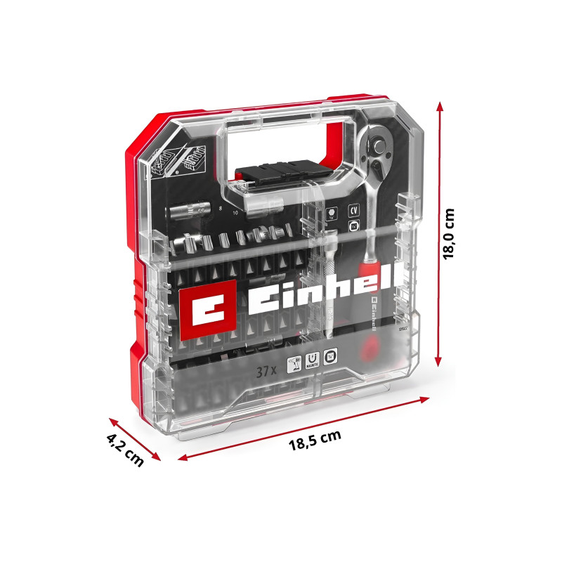Набор бит и головок с трещоткой Einhell L-Case 37 шт. (109022)