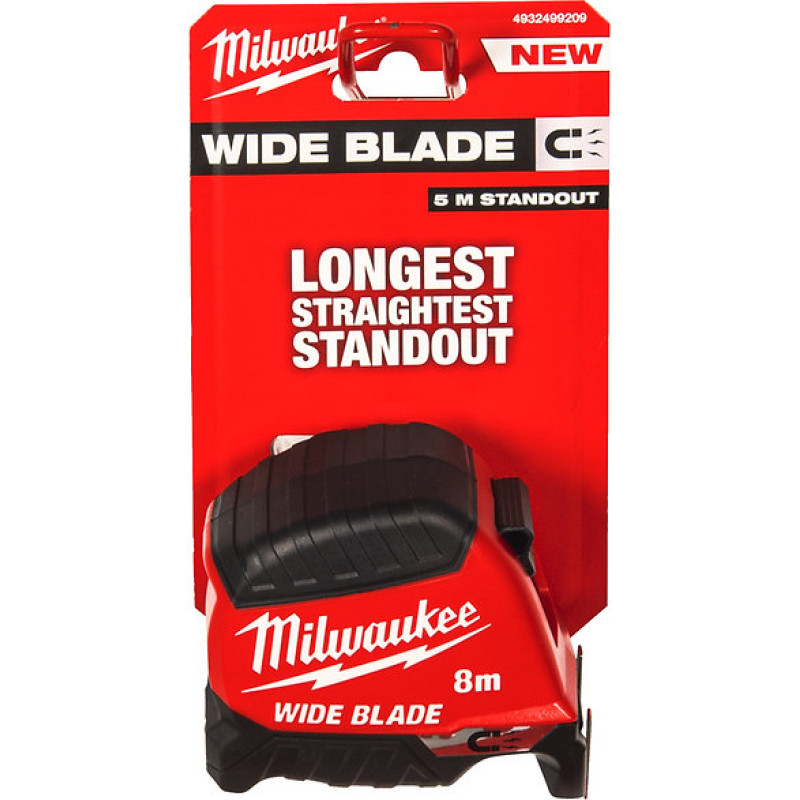 Рулетка магнітна WIDE BLADE MAGNETIC MILWAUKEE (Gen2), (полотно 35мм), 8м (4932499209)