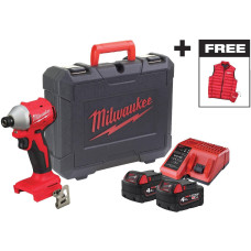 Шуруповерт ударний акумуляторний безщітковий MILWAUKEE M18 BLIDRCMC-402C, комплект ЗУ, 2 АКБ, кейс + жилетка (4933499457)