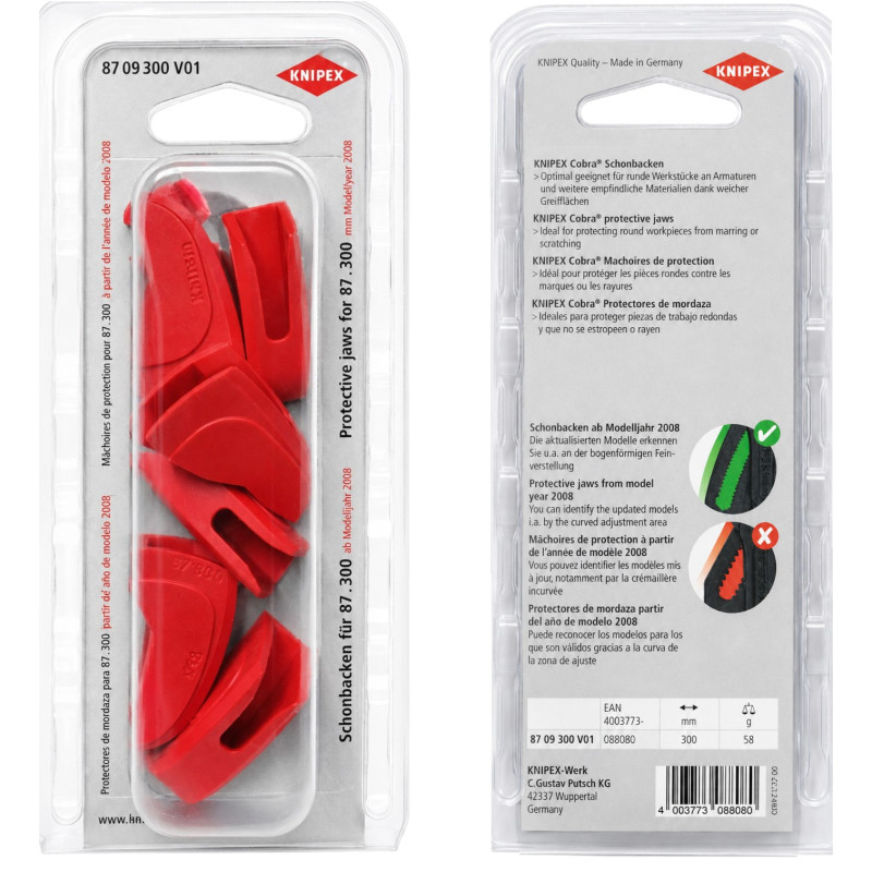 Губки защитные KNIPEX Cobra для сантехнических клещей 300мм (3 пары) (87 09 300 V01)