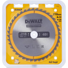 Пильный диск по дереву DeWALT СONSTRUCTION 216x30x40T (DT1953)