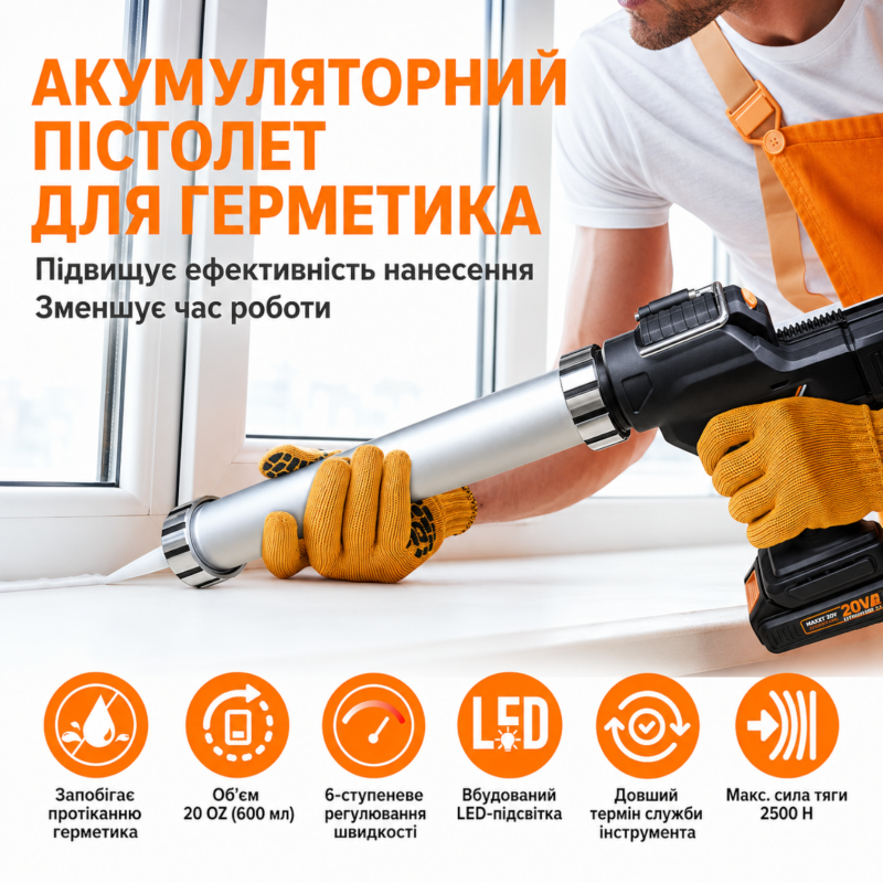 Пистолет аккумуляторный для герметиков MAXXT MDCG20V2 600мл, 1 акб (MDCG20V2)