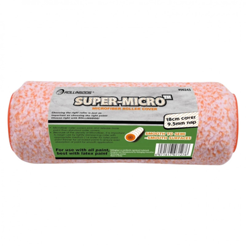 Валик Rollingdog SUPER-MICRO 180мм, ворс 9.5мм, для бюгеля 8мм, микрофибра (00243)