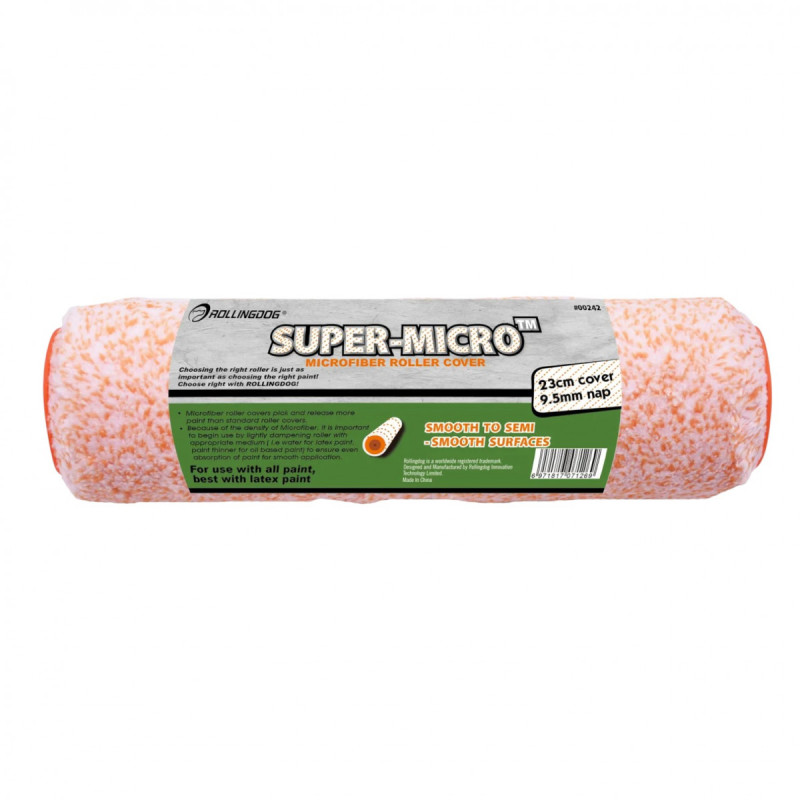 Валик Rollingdog SUPER-MICRO 230мм, ворс 9.5мм, для бюгеля 8мм, мікрофібра (00242)