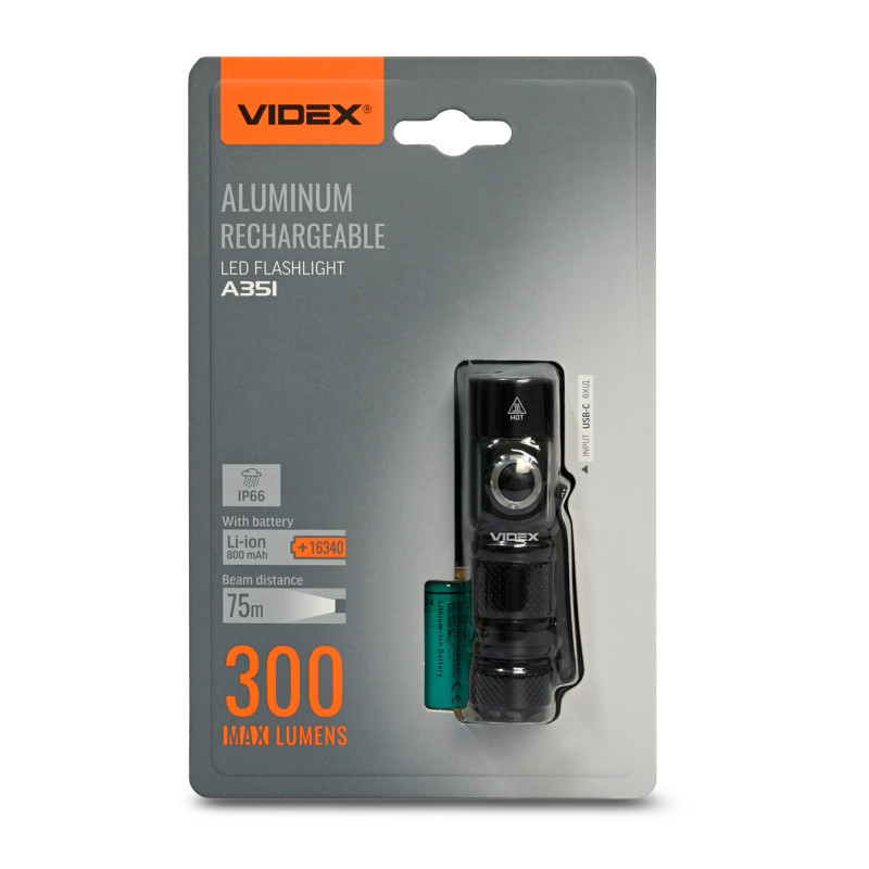 Портативный светодиодный фонарик VIDEX VLF-A351 300Lm 5000K
