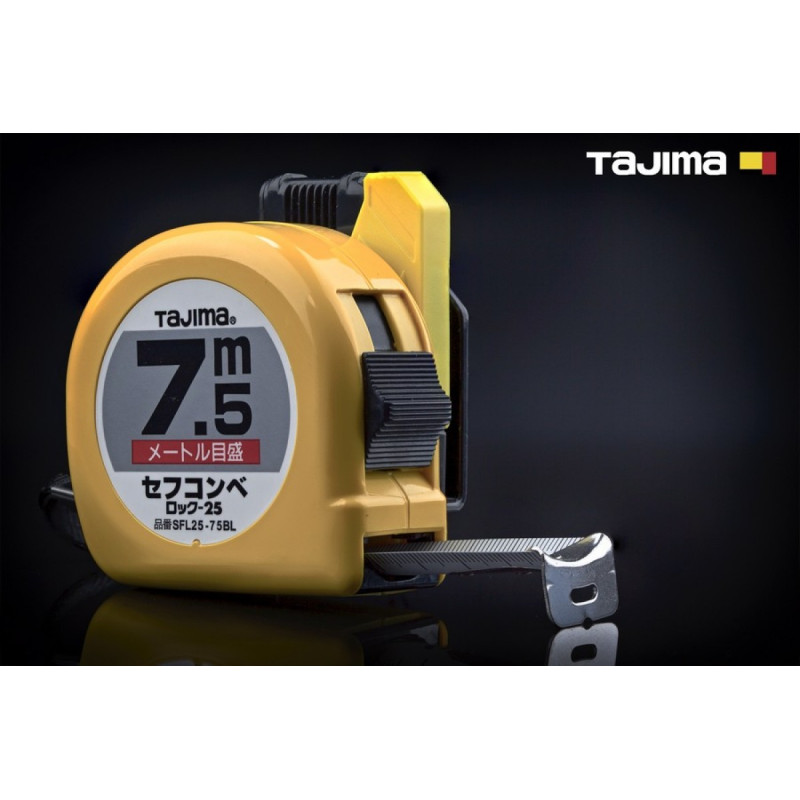 Рулетка строительная TAJIMA HI LOCK SFL25-75BL с держателем на ремень 25 мм х7,5 м (1001-1911)