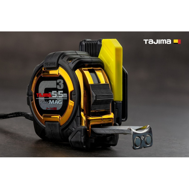 Рулетка строительная TAJIMA G3 LOCK SFG3GLM25-55BL ударопрочная, магнитная, с держателем на пояс 25 мм х 5,5 м (1001-1883)