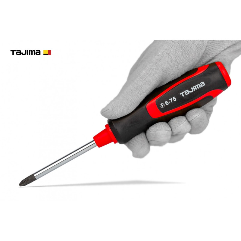 Отвертка крестовая TAJIMA Phillips PH2 204 мм магнитная (1301-2133)