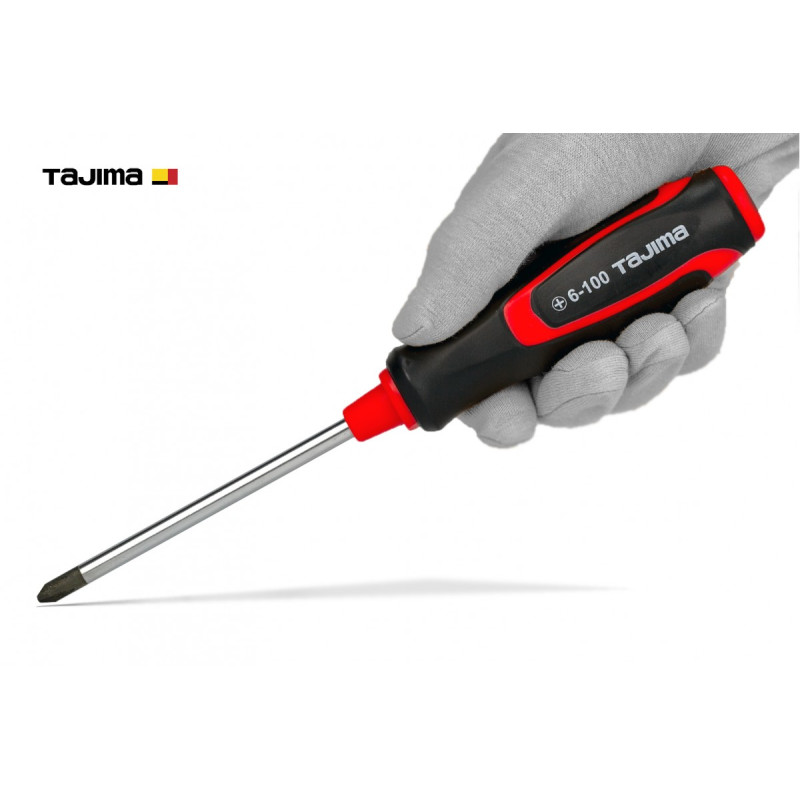 Отвертка крестовая TAJIMA Phillips PH2 229 мм магнитная (1301-2134)
