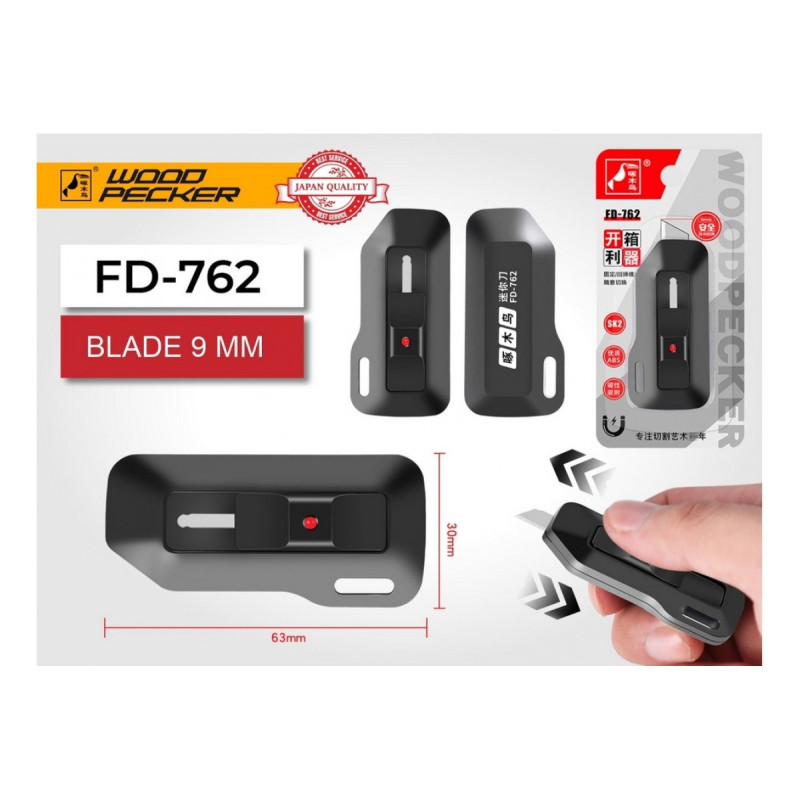 Нож строительный 9 мм выдвижной Woodpecker FD-762