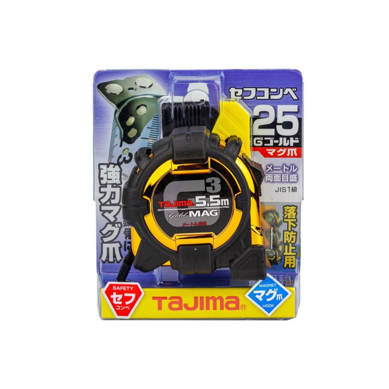Рулетка строительная TAJIMA G3 LOCK SFG3GLM25-55BL ударопрочная, магнитная, с держателем на пояс 25 мм х 5,5 м (1001-1883)
