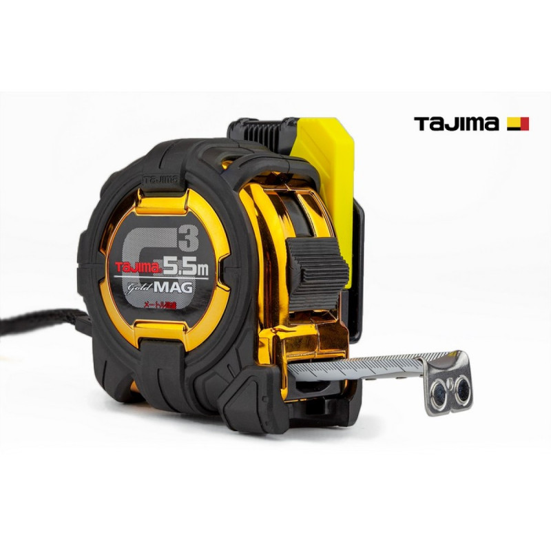Рулетка строительная TAJIMA G3 LOCK SFG3GLM25-55BL ударопрочная, магнитная, с держателем на пояс 25 мм х 5,5 м (1001-1883)
