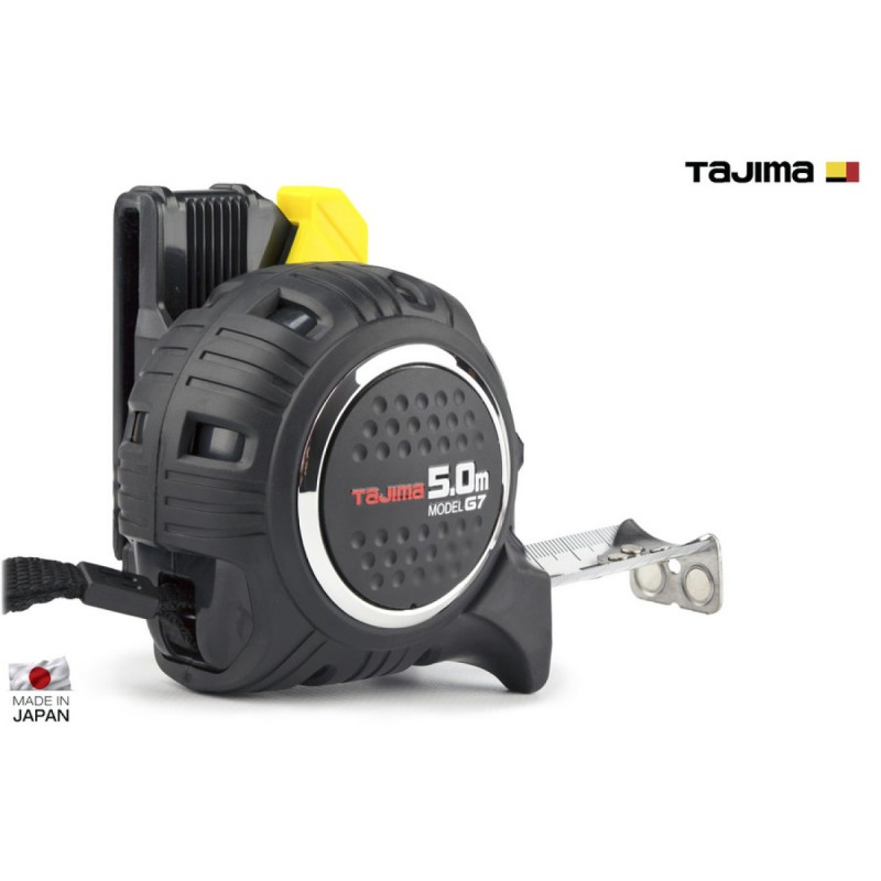Рулетка строительная TAJIMA G7 LOCK  SFG7LM2550 магнитная, ударопрочная, усиленная лента, с держателем на пояс 25 мм х 5,0 м (1001-1897)