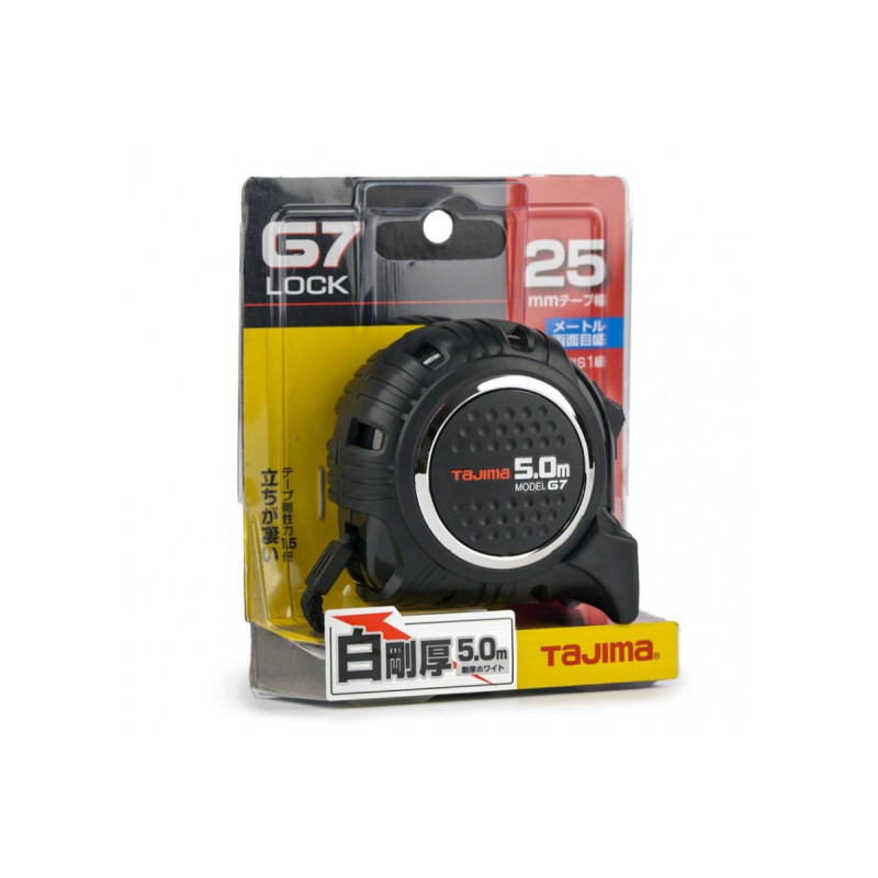 Рулетка будівельна TAJIMA G7 LOCK G7L2550 ударостійка посилена стрічка 5,0 м (1001-1671)