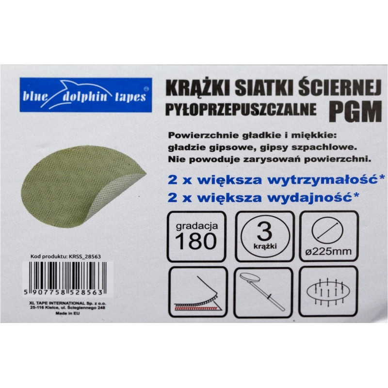 Шліфувальне (абразивне) коло сітка Blue Dolphin P180 225 мм (KRSH_28563)