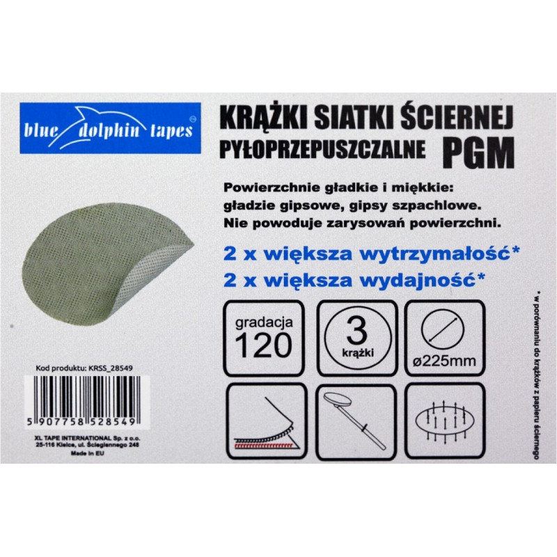 Шліфувальне (абразивне) коло сітка Blue Dolphin P120 225 мм (KRSH_28549)