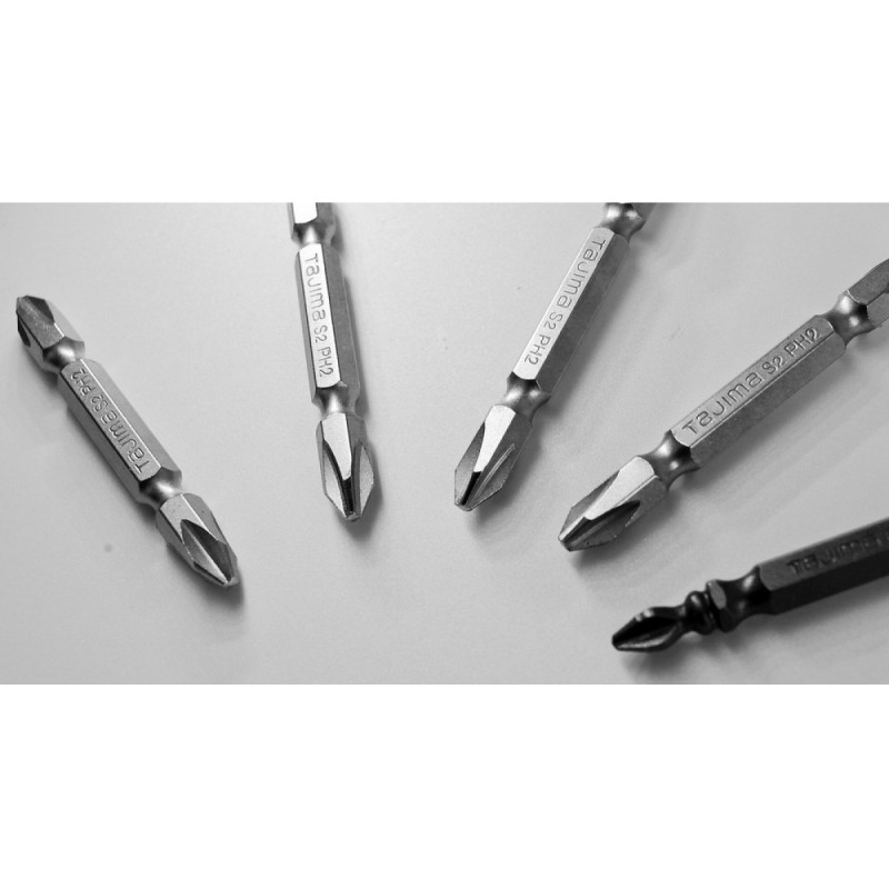 Набор бит TAJIMA PH2-65S двухсторонние гальваника 65 мм (цена за 1 шт) (1303-0495)