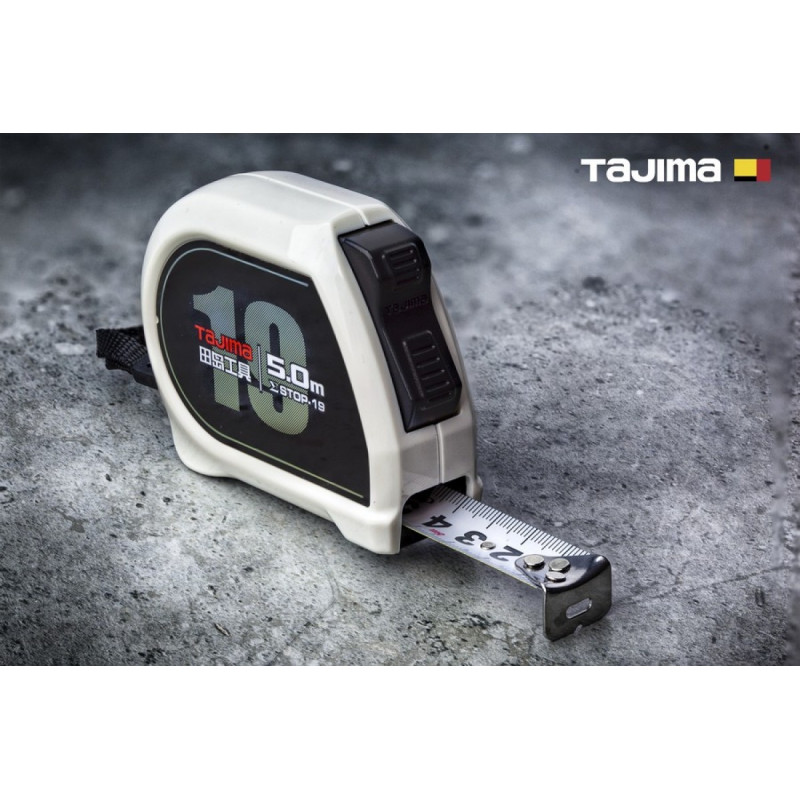 Рулетка строительная TAJIMA SIGMA SS1950 усиленная лента с автостопом 19 мм х 5 м (1001-2433)