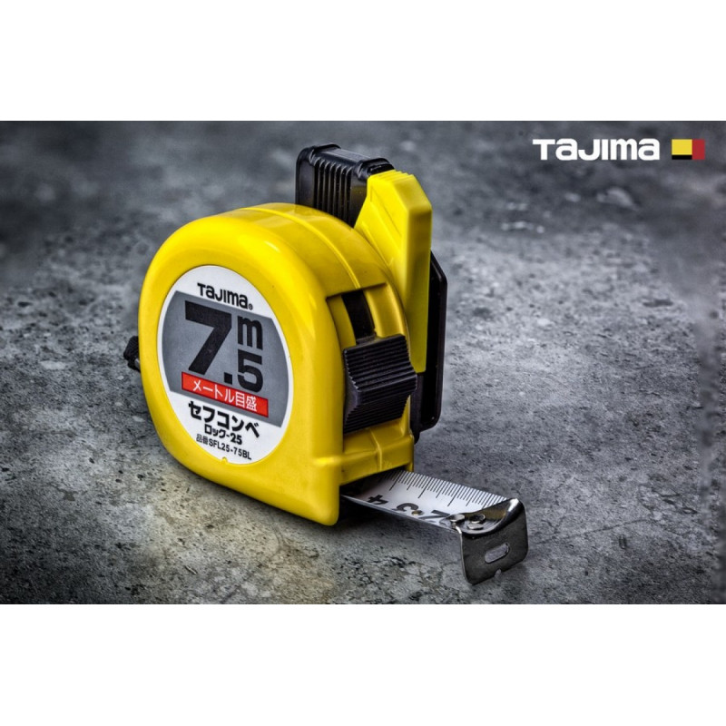 Рулетка строительная TAJIMA HI LOCK SFL25-75BL с держателем на ремень 25 мм х7,5 м (1001-1911)