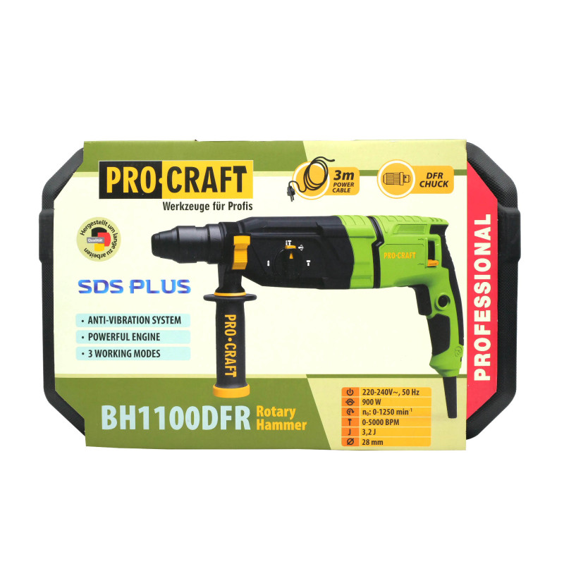 Перфоратор Procraft BH1100DFR 900 Вт SDS-Plus з кейсом (011007)
