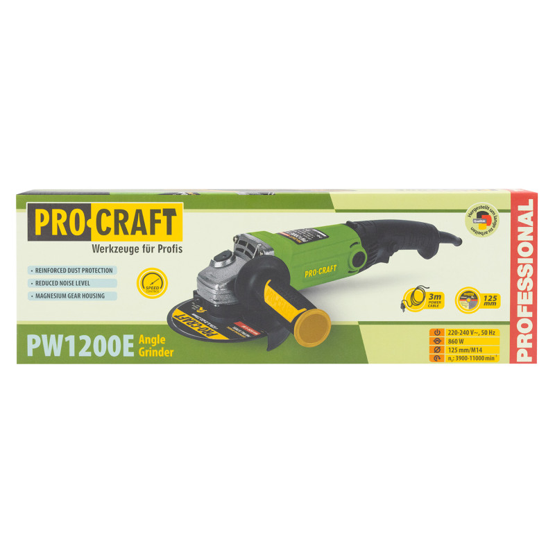 Кутова шліфмашина Procraft PW1200E 125 мм, 860 Вт (012003)