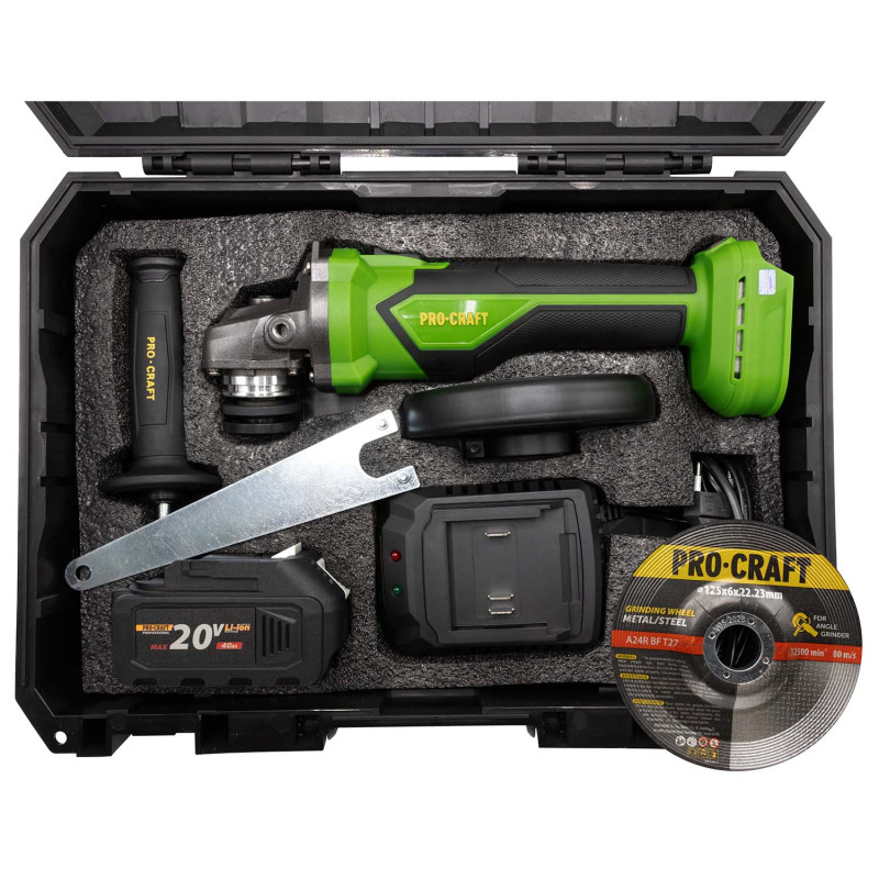 Акумуляторна кутова шліфмашина Procraft PGA22 20 В 125 мм (030274)