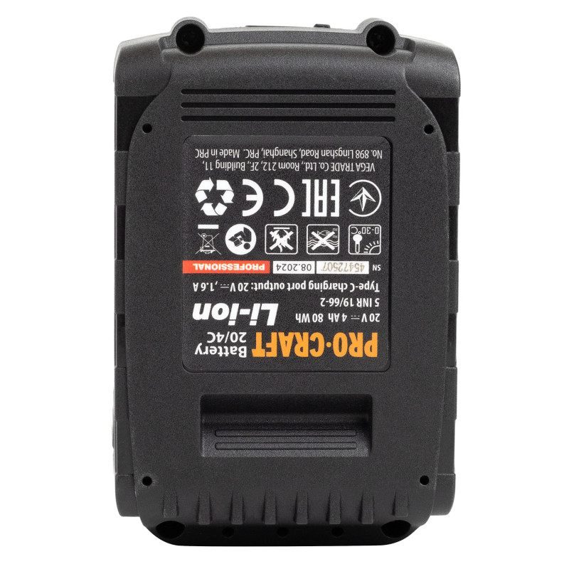 Акумуляторна батарея Procraft 20 В 4 Аг Li-Ion Type-C (030280)