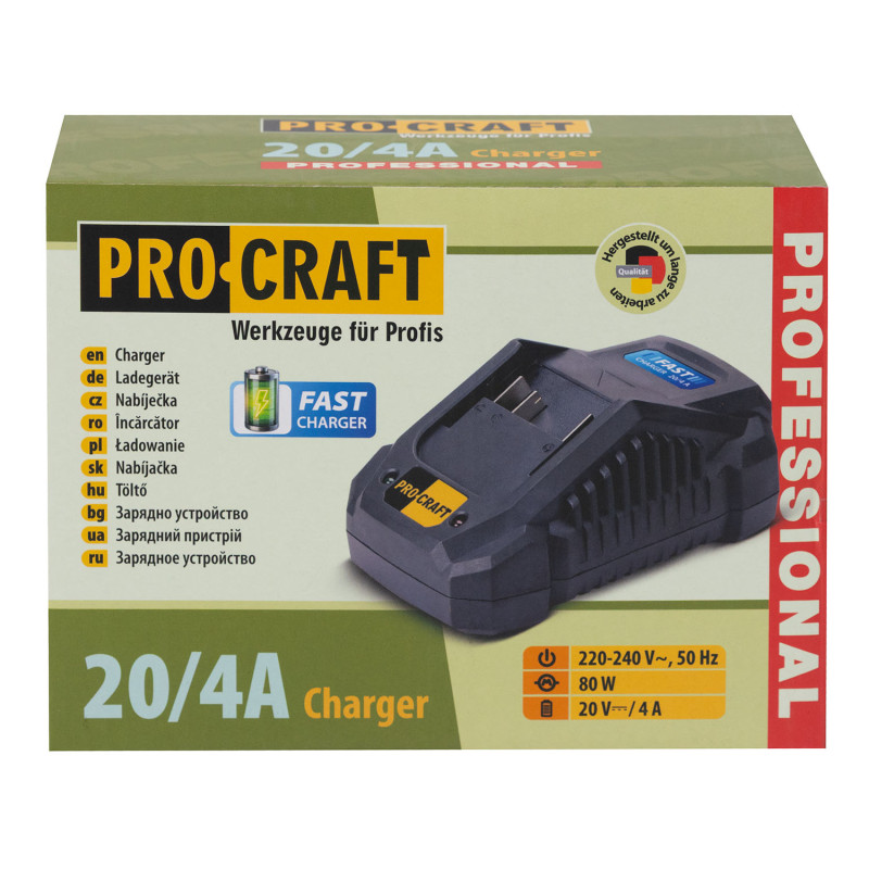 Зарядний пристрій для акумулятора Procraft 20 В 4 А мережевий (030292)