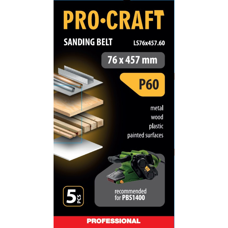 Стрічка шліфувальна Procraft LS76x457.60 (5 шт)