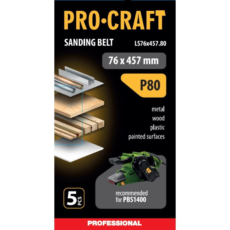 Стрічка шліфувальна Procraft LS76x457.80 (5 шт)