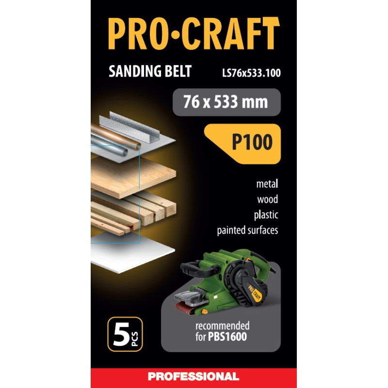 Стрічка шліфувальна Procraft LS76x533.100 (5 шт)