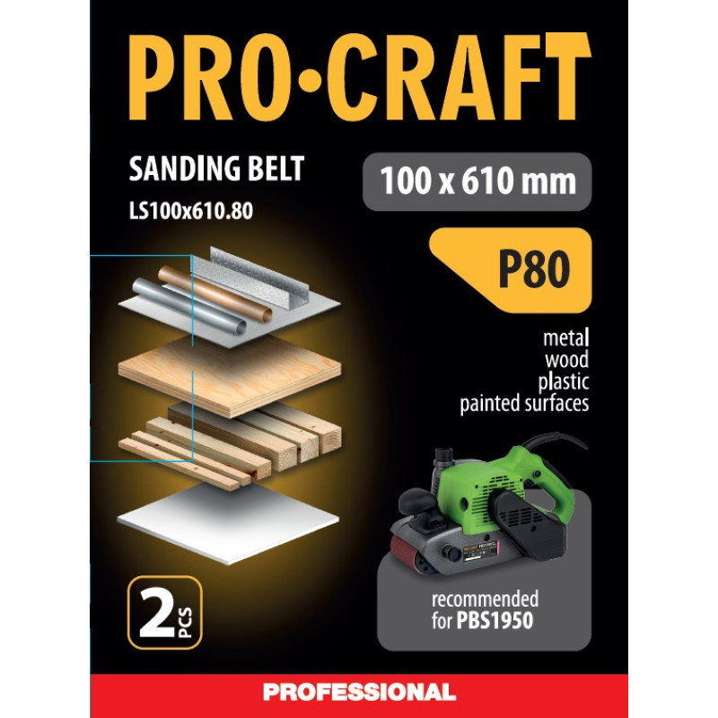 Стрічка шліфувальна Procraft LS100x610.80 (2 шт)