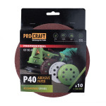 Круг шліфувальний самозачепний Procraft KD180.40 UNIVERSAL (набір 10 шт.) 8 отв. – Фото №1