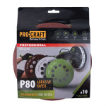 Круг шліфувальний самозачепний Procraft KD225.80 UNIVERSAL (набір 10 шт.) 10 отв. – Фото №1