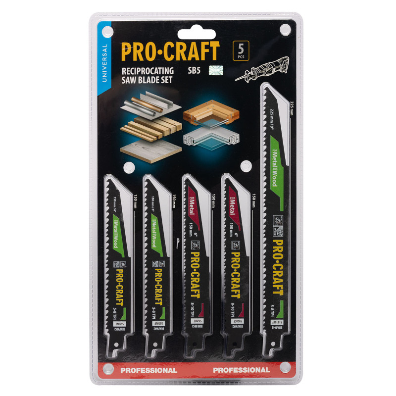 Набір пильних полотен для шабельної пилки Procraft SB5