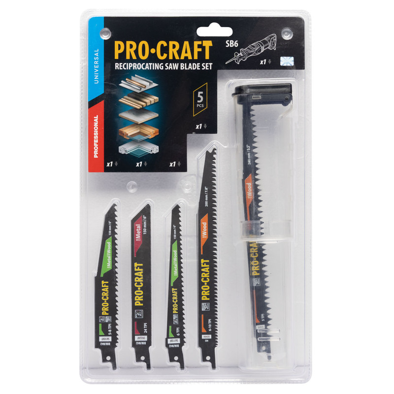 Набір пильних полотен для шабельної пилки Procraft SB6