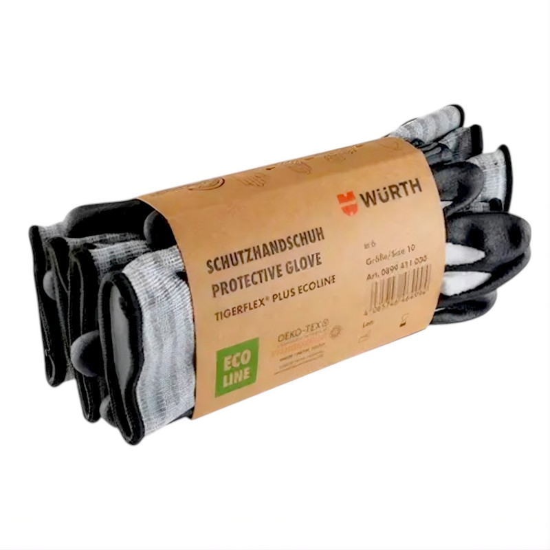 Рукавиці захисні поліестрові з нітриловим покриттям Wurth Tigerflex Plus, пара, р.10 (0899411030)